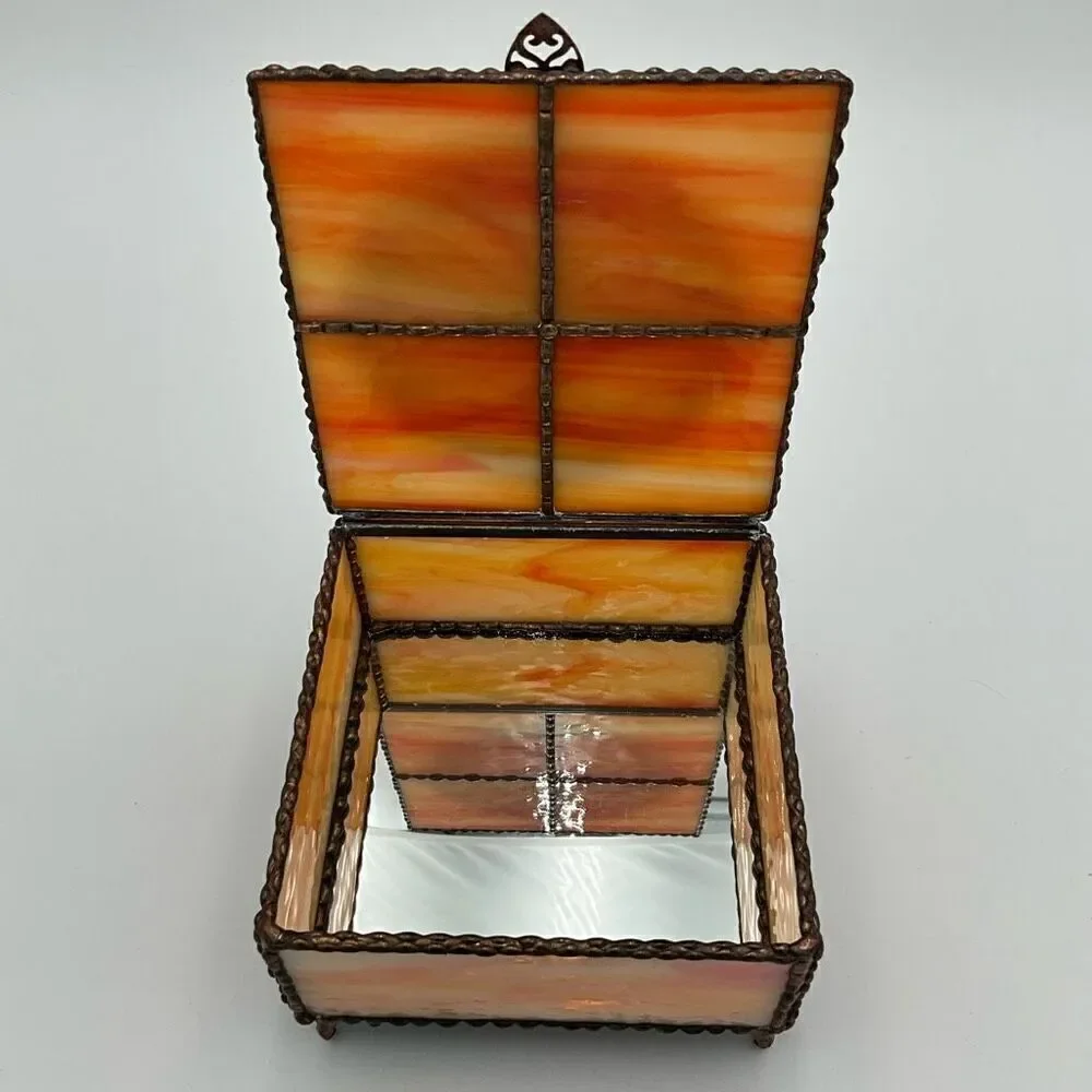 HANDCRAFTED Stained Glass Jewelry Box Keepsake Box